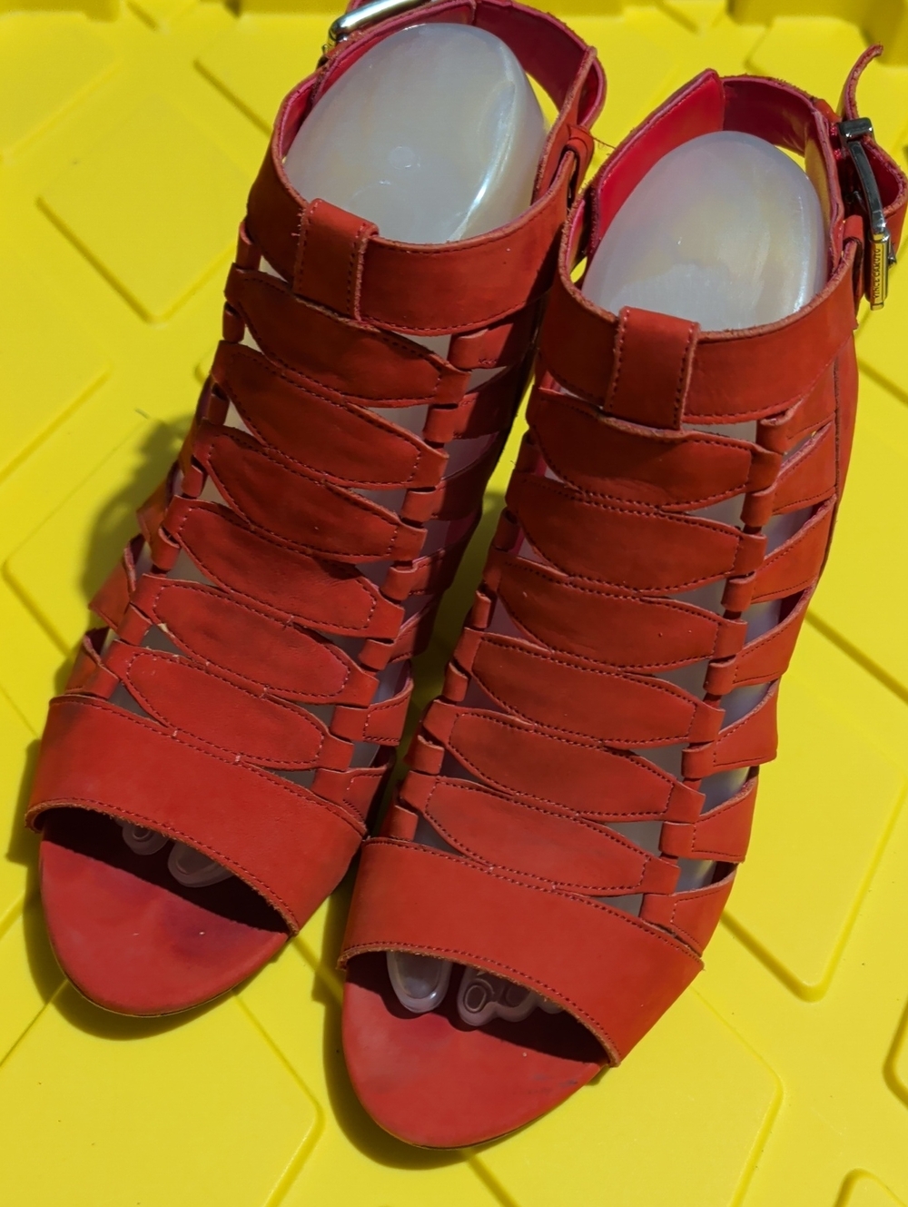 Vince Camuto Red Strappy Open-Toe Heels